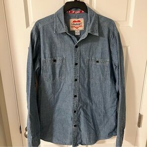 Carhartt Men’s 2011 Denim Button-Up Work Shirt Size Red Heart Logo Large